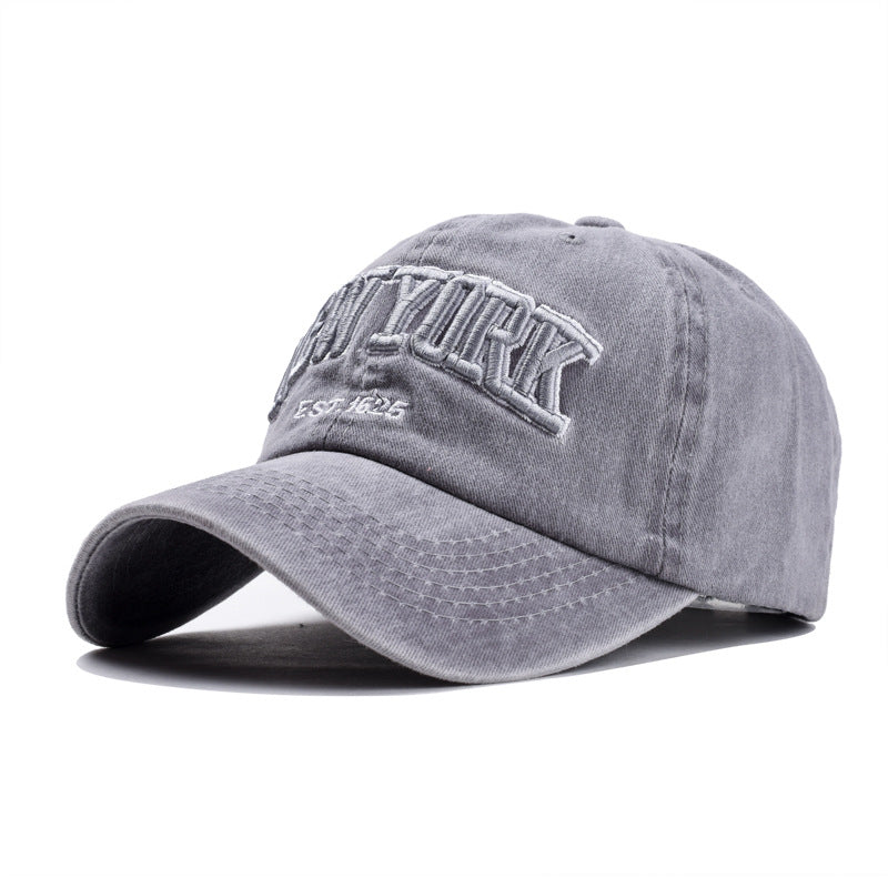 Washed cotton three-dimensional embroidered shade cap