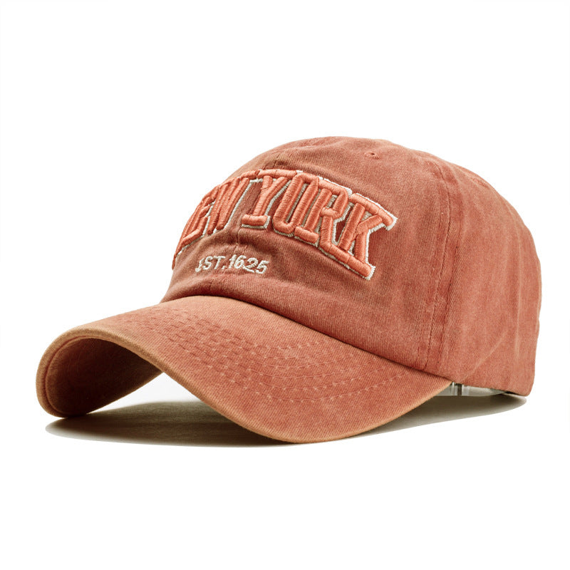 Washed cotton three-dimensional embroidered shade cap